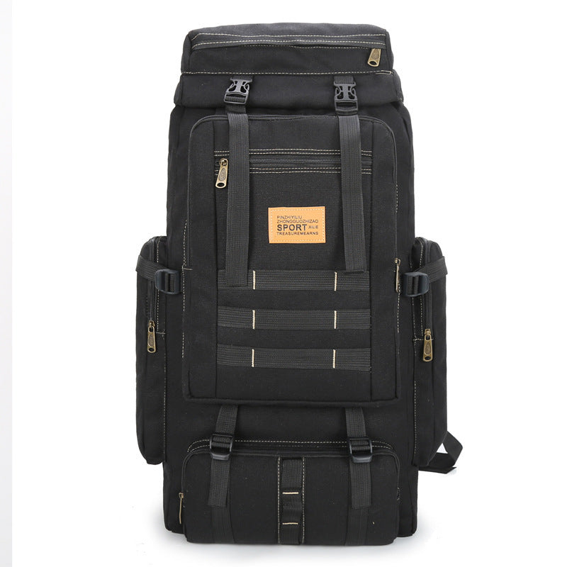 Large-Capacity Waterproof Canvas Rucksack – Multifunctional Mountaineering Bag with 15-Inch Laptop Storage
