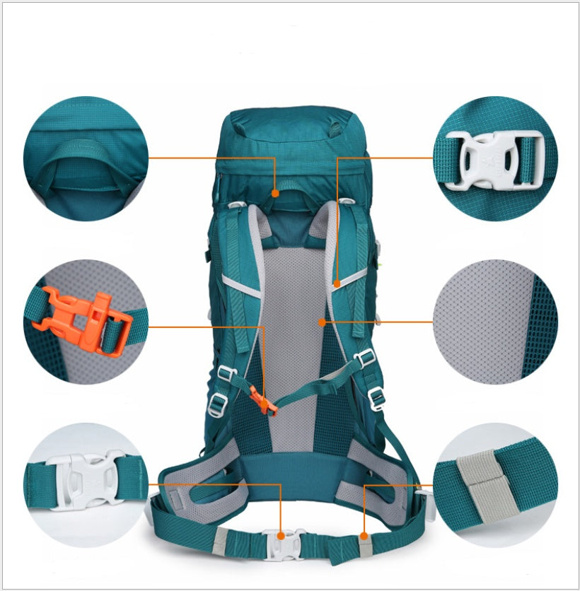 Waterproof Nylon Camping & Hiking Backpack – 55L Lightweight Unisex Outdoor Sports Bag for Running & Mountaineering