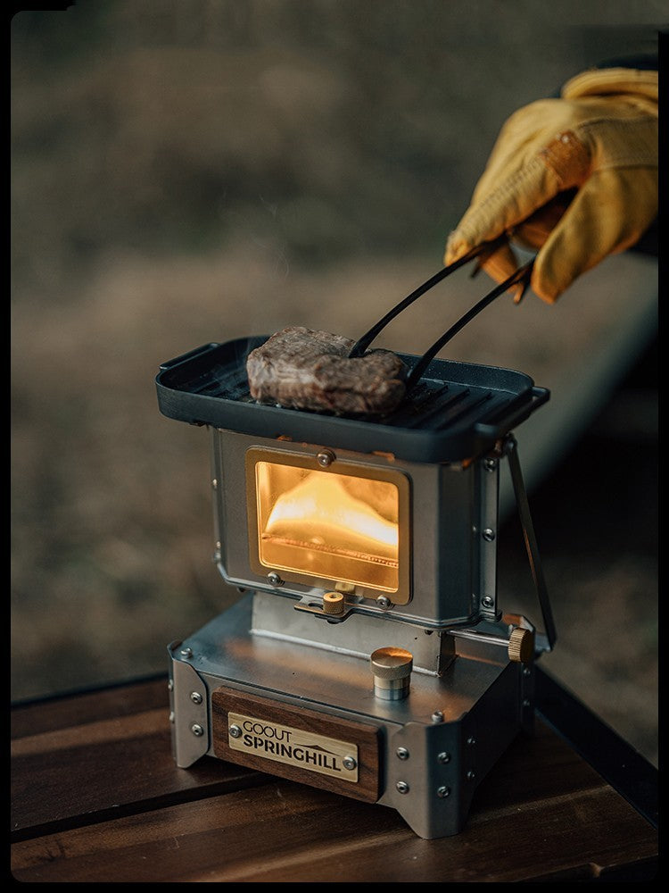 Camping Glass Lamp Mini Stove for Tea Boiling, 304 Stainless Steel Heating Stove, Kerosene Fuel