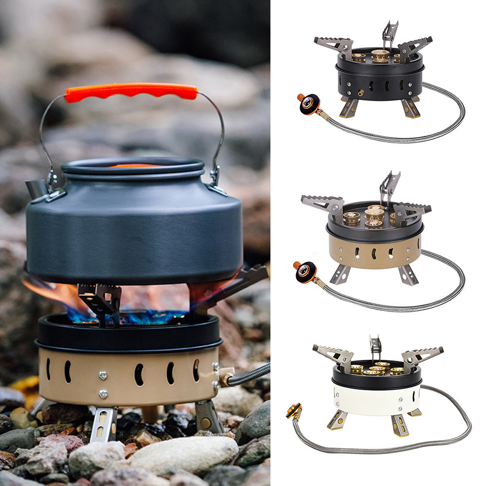 Portable Windproof Camping Gas Stove Set, Butane-Fueled, 1KG, Ideal for 3-5 People