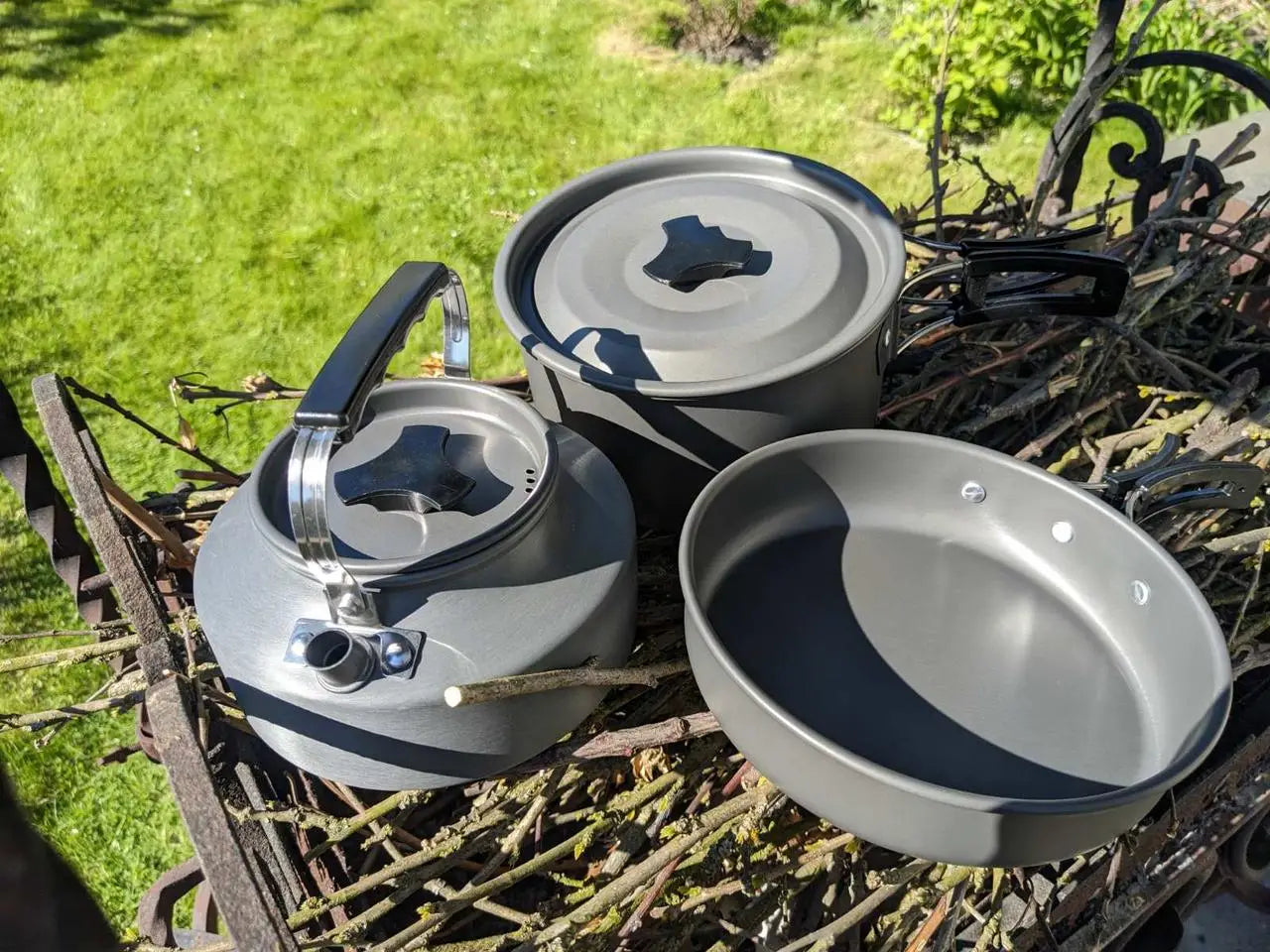 Outdoor Portable Camping Cooker Set for 2-3 People, Advanced Hard Alumina with Teapot