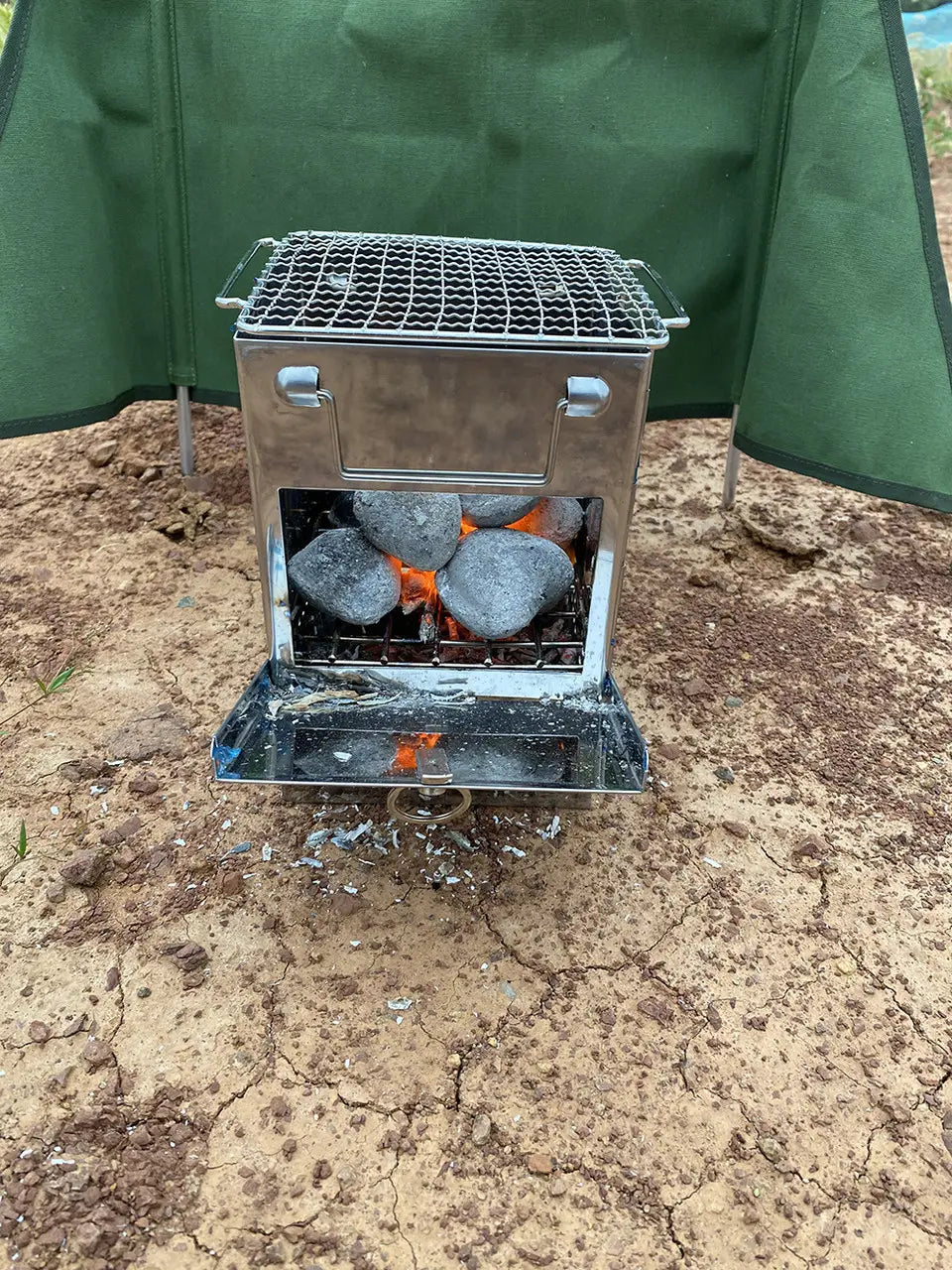 Lightweight Camping Wood Stove Adjustable Folding Wood Stove Burning for Outdoor Cooking Picnic Hunting BBQ Windproof