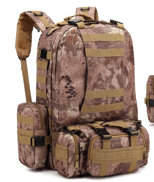 Men's Tactical Travel Backpack – Large Army Camouflage Oxford Cloth, Dual-Shoulder Mountaineering Bag for Outdoor Adventures