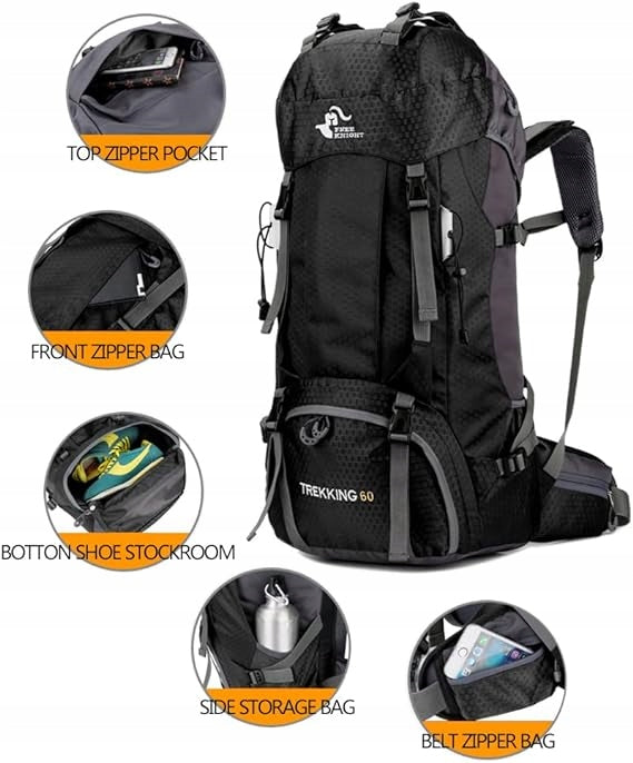 60L Waterproof Hiking & Mountaineering Backpack – Durable Oxford Material, Unisex Outdoor Gear for Camping & Climbing