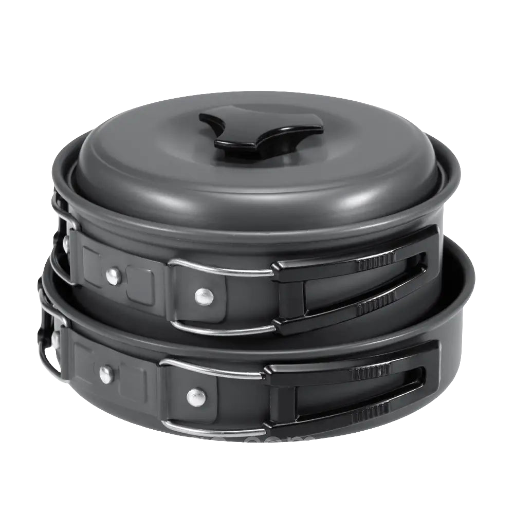 Portable Camping Cookware Set – Ultra-Light Outdoor Kettle, Pot, Pan & Stove for 2-3 People, Compact Survival Gear