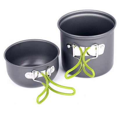 Outdoor Portable Camping Cooker with Cutlery Set, Lightweight Aluminum Alloy for 1-2 People