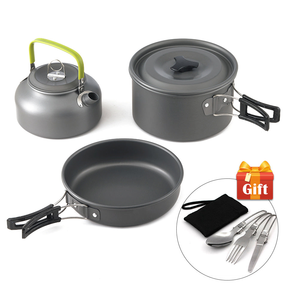 Outdoor Portable Camping Cooker Set for 2-3 People, Advanced Hard Alumina with Teapot
