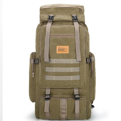Large-Capacity Waterproof Canvas Rucksack – Multifunctional Mountaineering Bag with 15-Inch Laptop Storage