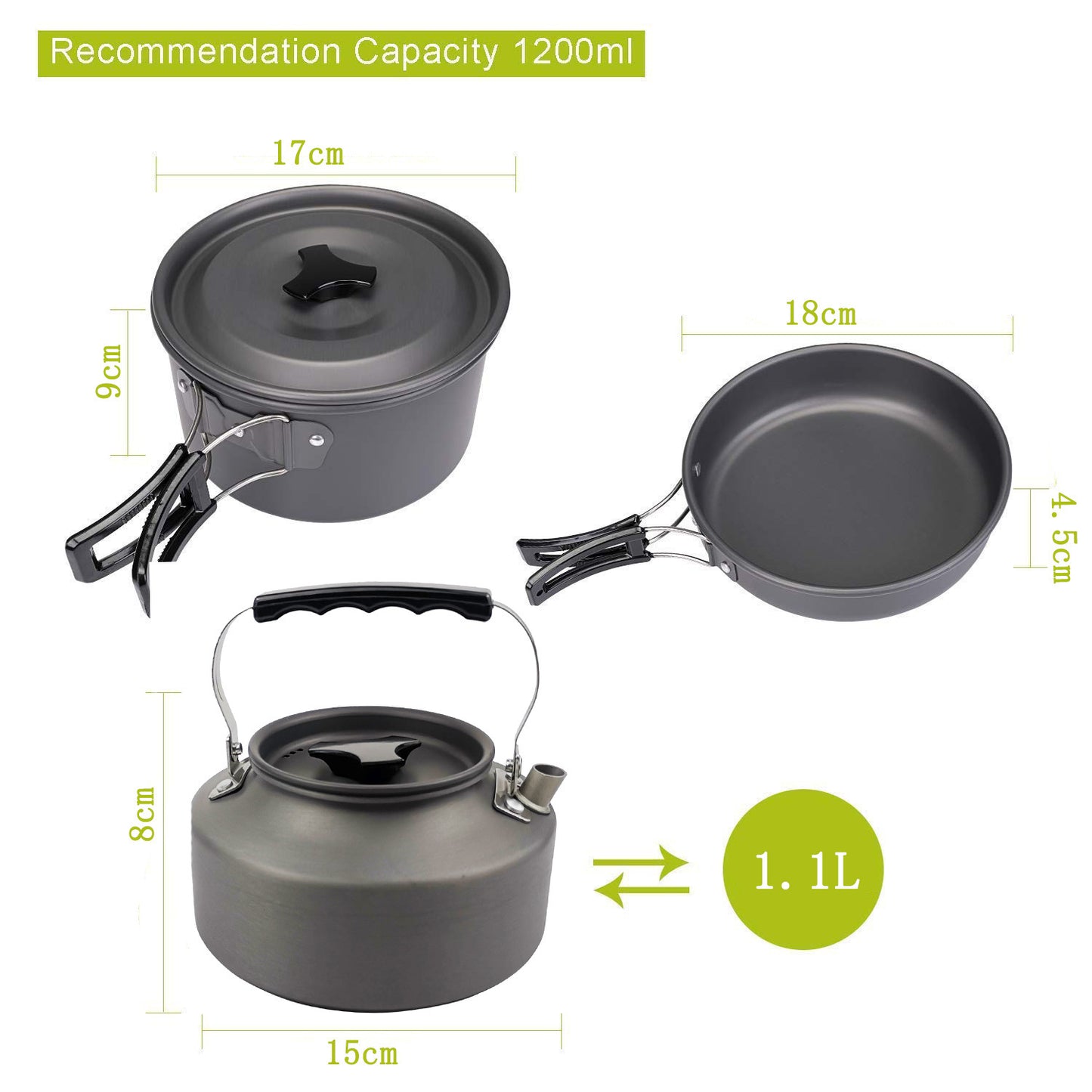 Portable Camping Cookware Set – Ultra-Light Outdoor Kettle, Pot, Pan & Stove for 2-3 People, Compact Survival Gear