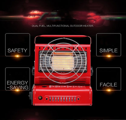 Multifunctional Tent Heater & Roasting Stove, Dual Gas Portable Heater for Outdoor Use