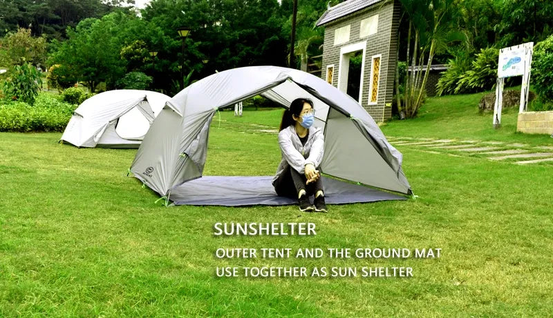 Double Layer Four-Season Camping Tent for 2-3 People with Aluminum Poles Black Waterproof Silicone-Coated Nylon