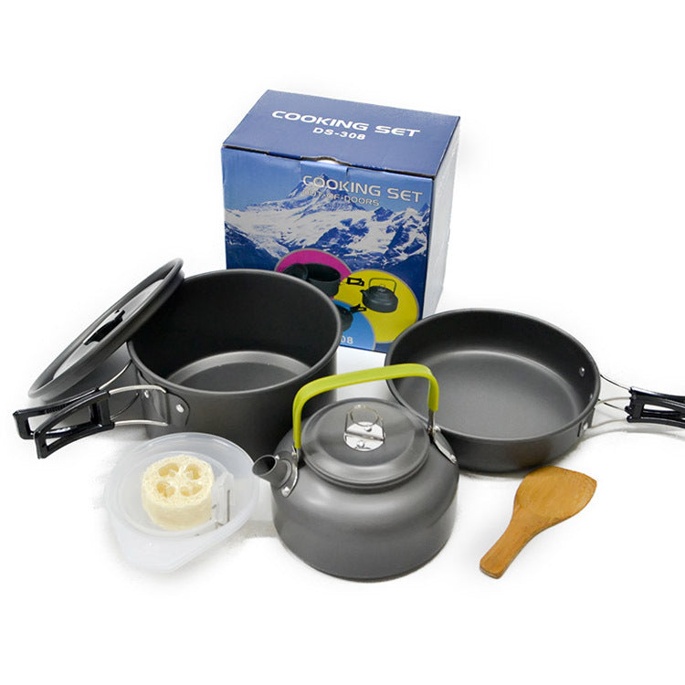 Outdoor Portable Camping Cooker Set for 2-3 People, Advanced Hard Alumina with Teapot