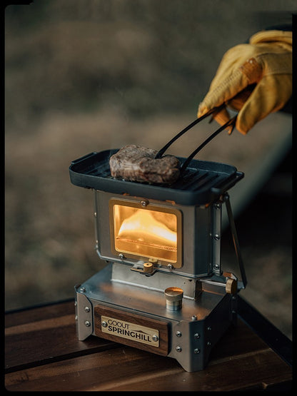 Camping Glass Lamp Mini Stove for Tea Boiling, 304 Stainless Steel Heating Stove, Kerosene Fuel