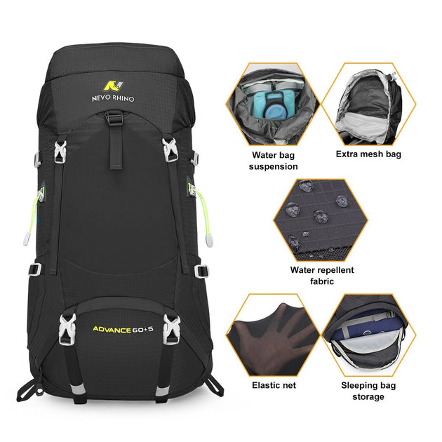 Waterproof Nylon Camping & Hiking Backpack – 55L Lightweight Unisex Outdoor Sports Bag for Running & Mountaineering