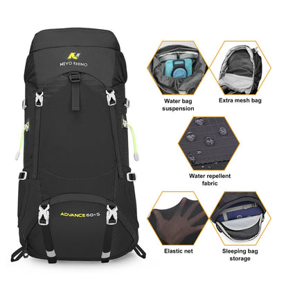 Waterproof Nylon Camping & Hiking Backpack – 55L Lightweight Unisex Outdoor Sports Bag for Running & Mountaineering