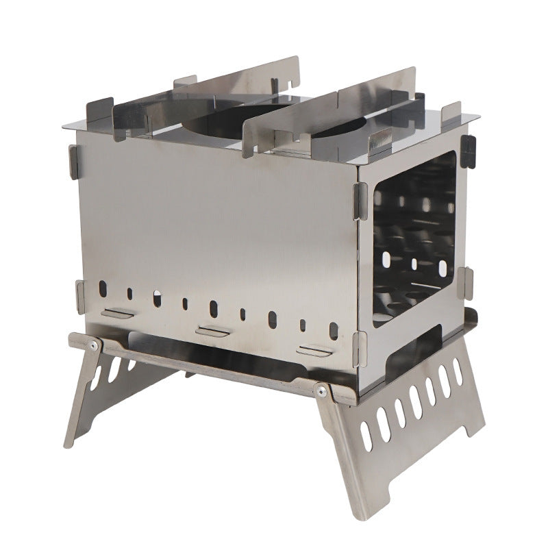 Outdoor Folding Charcoal Stove Barbecue Rack, Multi-Fuel Split Design, Compact and Portable