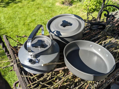 Outdoor Portable Camping Cooker Set for 2-3 People, Advanced Hard Alumina with Teapot