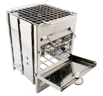 Lightweight Camping Wood Stove Adjustable Folding Wood Stove Burning for Outdoor Cooking Picnic Hunting BBQ Windproof