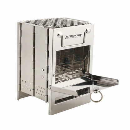 Lightweight Camping Wood Stove Adjustable Folding Wood Stove Burning for Outdoor Cooking Picnic Hunting BBQ Windproof