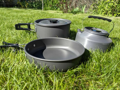 Outdoor Portable Camping Cooker Set for 2-3 People, Advanced Hard Alumina with Teapot
