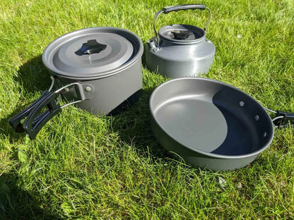Outdoor Portable Camping Cooker Set for 2-3 People, Advanced Hard Alumina with Teapot