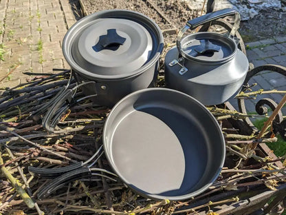 Outdoor Portable Camping Cooker Set for 2-3 People, Advanced Hard Alumina with Teapot