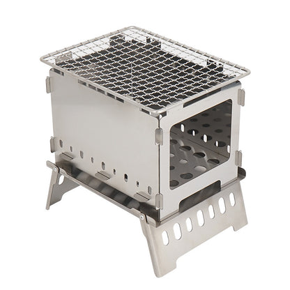 Outdoor Folding Charcoal Stove Barbecue Rack, Multi-Fuel Split Design, Compact and Portable