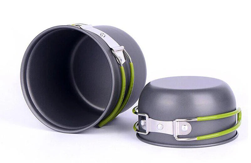 Outdoor Portable Camping Cooker with Cutlery Set, Lightweight Aluminum Alloy for 1-2 People