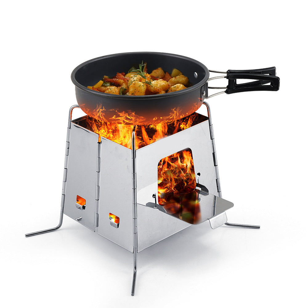 Convenient Outdoor Camping Wood Stove Burning Station, Multi-Fuel Split Design for 1-2 People
