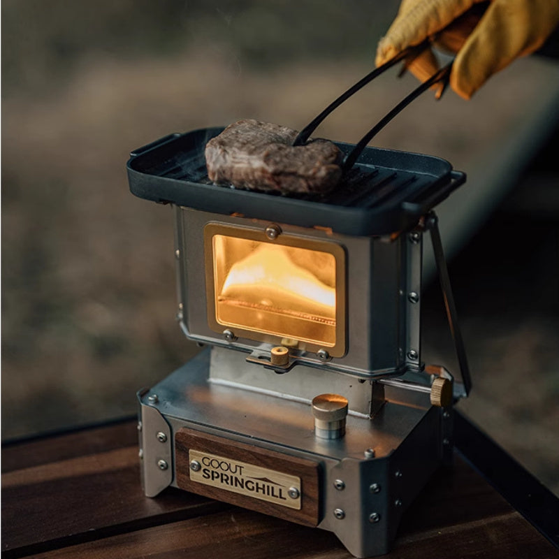 Camping Glass Lamp Mini Stove for Tea Boiling, 304 Stainless Steel Heating Stove, Kerosene Fuel