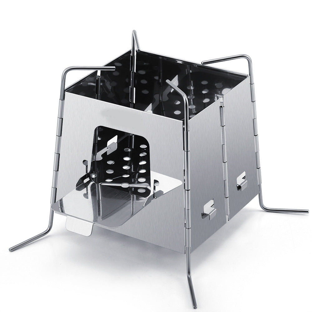 Convenient Outdoor Camping Wood Stove Burning Station, Multi-Fuel Split Design for 1-2 People