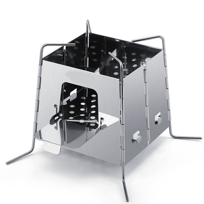 Convenient Outdoor Camping Wood Stove Burning Station, Multi-Fuel Split Design for 1-2 People
