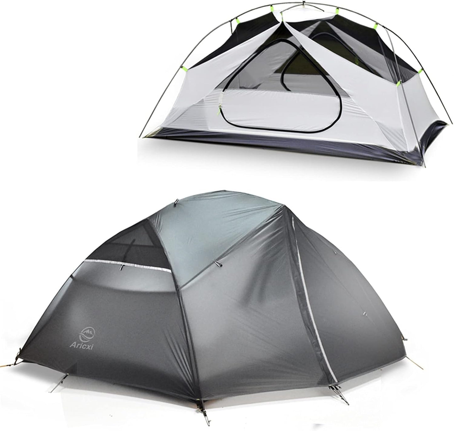 Double Layer Four-Season Camping Tent for 2-3 People with Aluminum Poles Black Waterproof Silicone-Coated Nylon