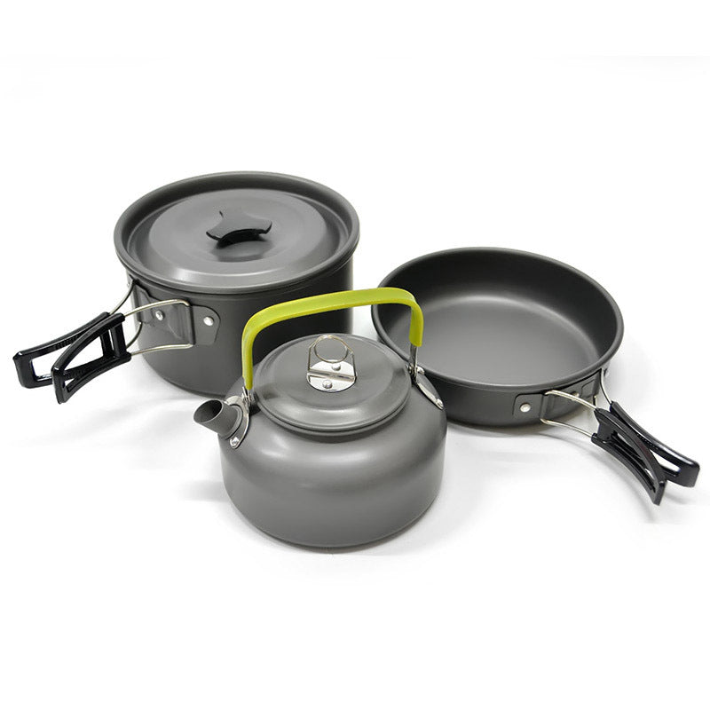 Outdoor Portable Camping Cooker Set for 2-3 People, Advanced Hard Alumina with Teapot