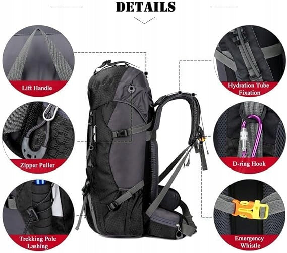 60L Waterproof Hiking & Mountaineering Backpack – Durable Oxford Material, Unisex Outdoor Gear for Camping & Climbing