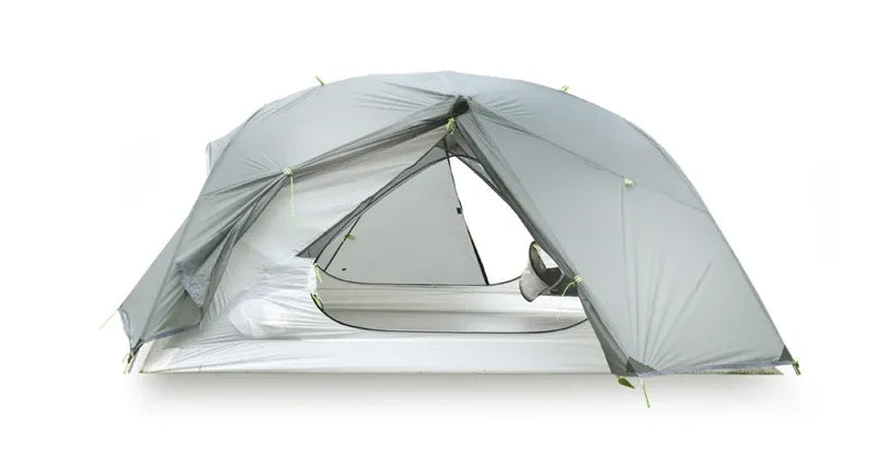 Double Layer Four-Season Camping Tent for 2-3 People with Aluminum Poles Black Waterproof Silicone-Coated Nylon