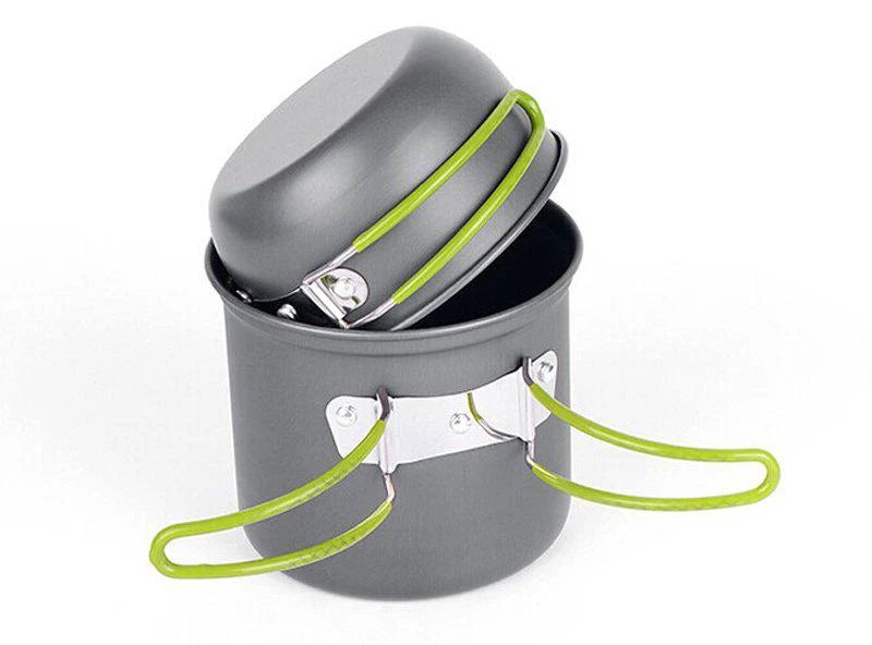 Outdoor Portable Camping Cooker with Cutlery Set, Lightweight Aluminum Alloy for 1-2 People