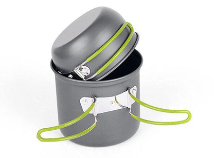 Outdoor Portable Camping Cooker with Cutlery Set, Lightweight Aluminum Alloy for 1-2 People