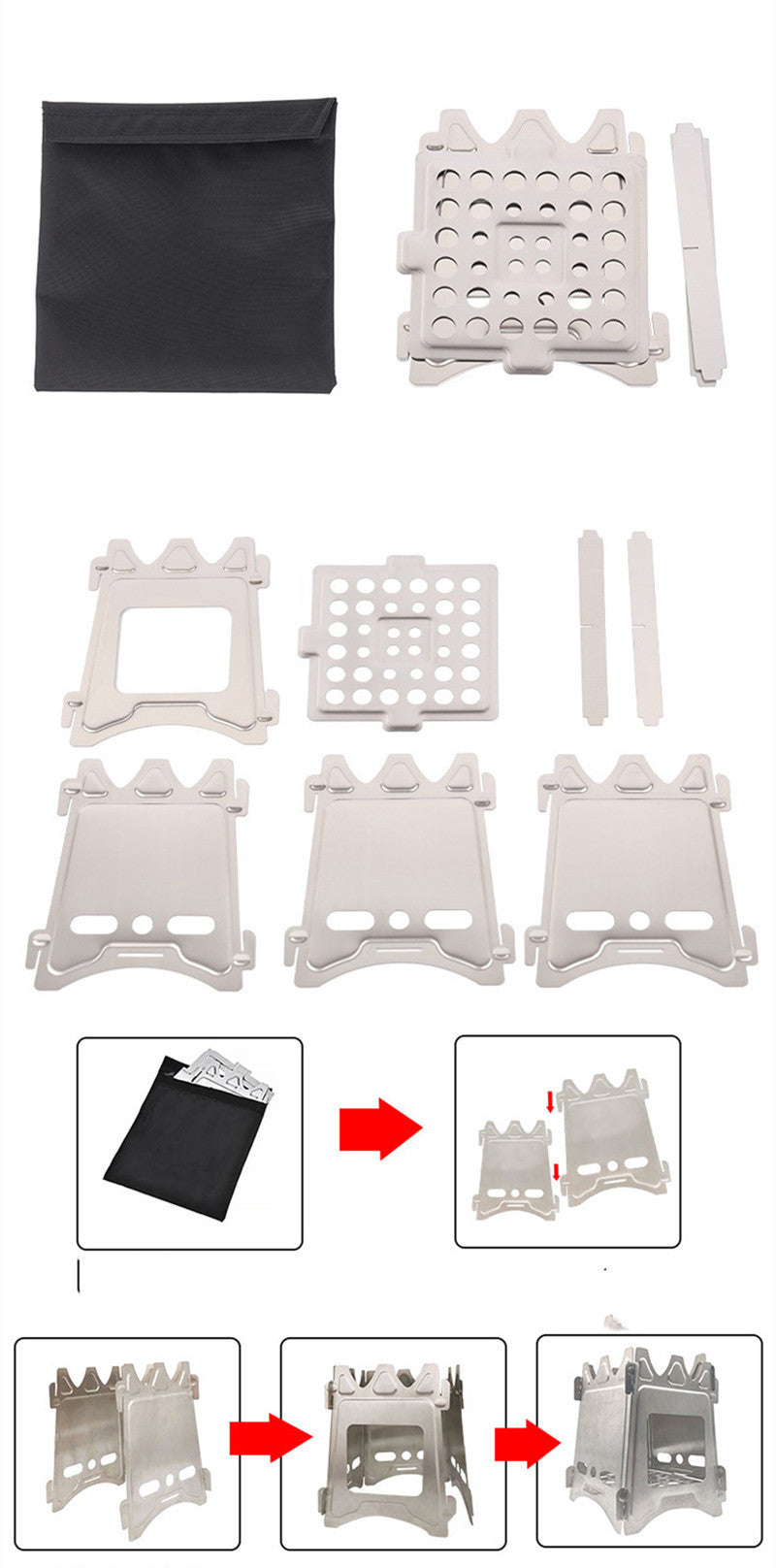 Cassette Stove Outdoor Camping Cookout Mini Stove, Multi-Purpose Charcoal Grill for 3-5 People