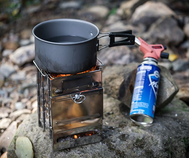 Stainless Steel Portable Folding Firewood Stove, Multi-Fuel Outdoor BBQ Grill