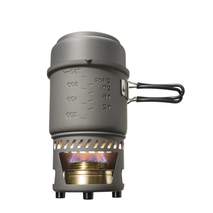 Small Outdoor Camping Cookware Set, Stainless Steel Cooking Kit with Alcohol Stove