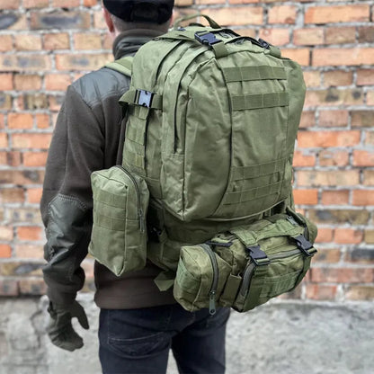Men's Tactical Travel Backpack – Large Army Camouflage Oxford Cloth, Dual-Shoulder Mountaineering Bag for Outdoor Adventures