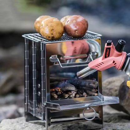 Lightweight Camping Wood Stove Adjustable Folding Wood Stove Burning for Outdoor Cooking Picnic Hunting BBQ Windproof